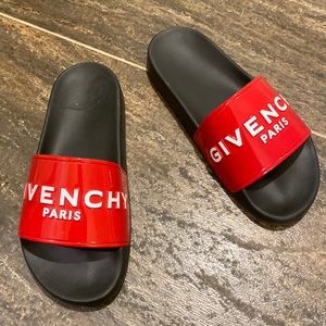 Givenchy red rubber pool slides barely worn